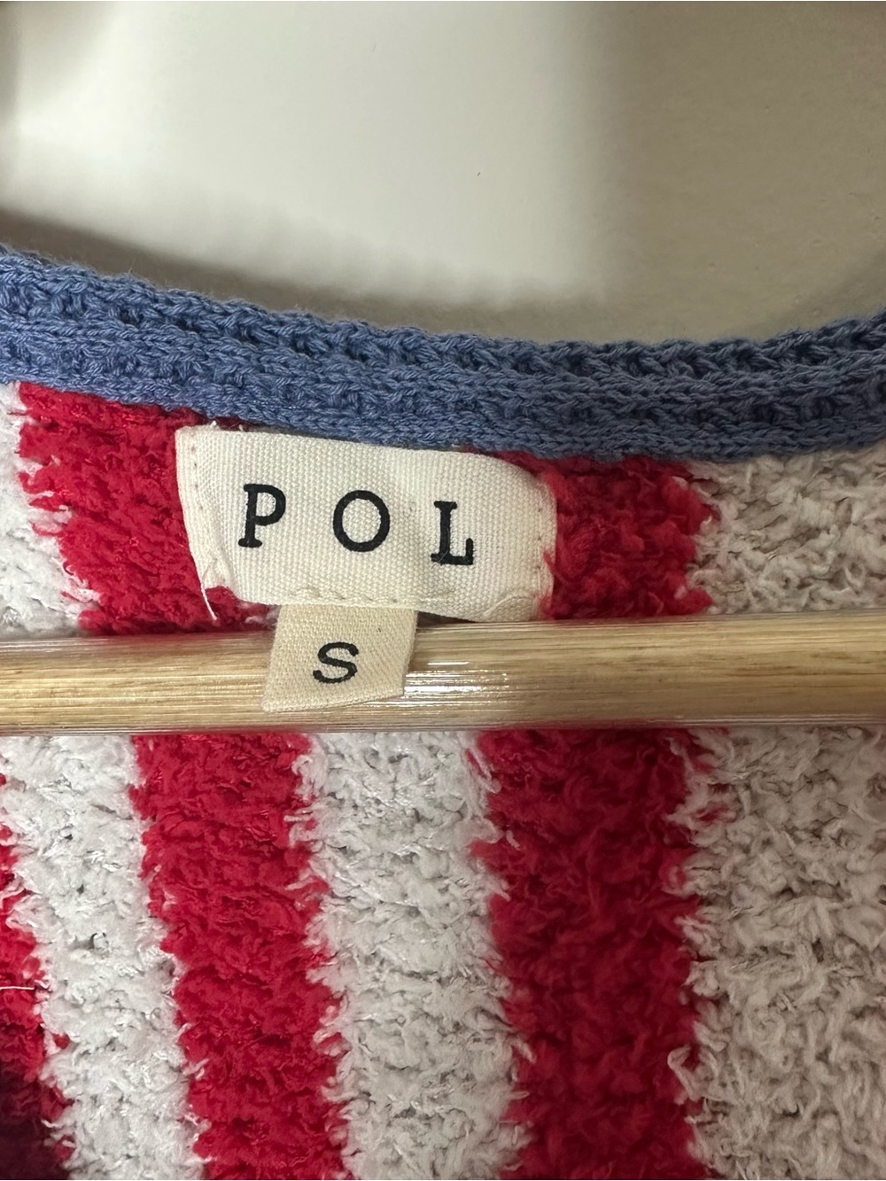 POL Red and White Striped Open-Front Cardigan w/ Blue Trim Sz S CottageCore Rose - Picture 4 of 16